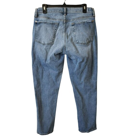 7 For All Mankind 7FAM Josefina Jeans 30 Boyfriend Distressed Medium Wash Blue - Picture 9 of 13
